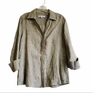 Foxcroft 100% Linen Button Down Blouse - Medium